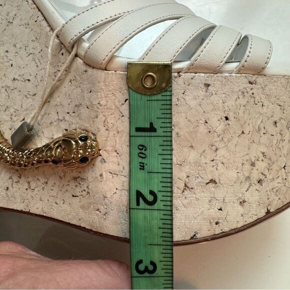 Roberto Cavalli White Platform Wedge with Gold Snake Detail - Picture 7 of 10